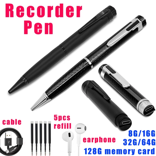 Bolígrafo grabador de voz Digital de 8G-128G, reproducción MP3 USB portátil para conferencias, reuniones, clases, dictáfono, grabación/audiendo con un solo toque