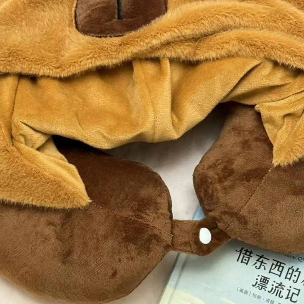 Kawaii Cartoon Capybara U Shape Pillow with Hat Plush Noon Break Neck Pillow Soft Stuffed Hooded Travel Pillow