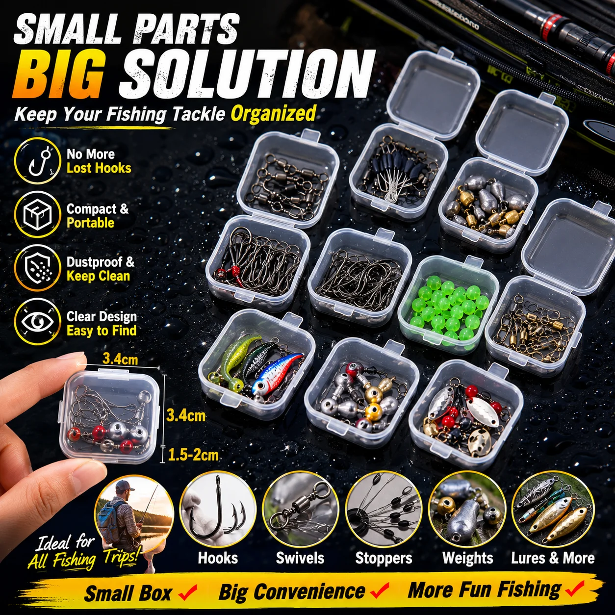 5/10/20PCS Mini Clear Storage Box Portable Small Parts Organizer Dustproof Case for Fishing Hooks Beads Swivels