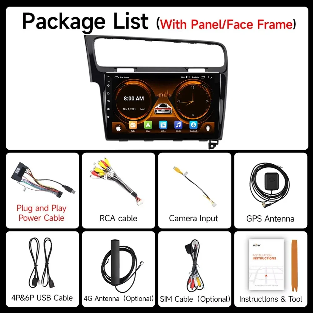 JIUYIN 10.1 Inch Car Radio Player For Volkswagen VW Golf 7 2013-2020 Wireless CarPlay Multimedia GPS Autoradio Stereo Screen