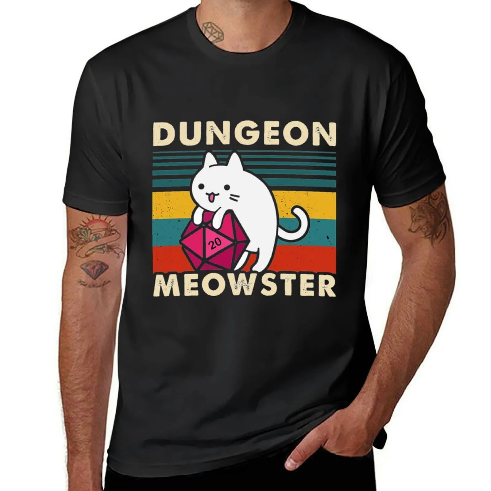 Dungeon Meowster Funny DnD Tabletop Gamer Cat D20 T-Shirt cute clothes blanks quick drying clothes for men