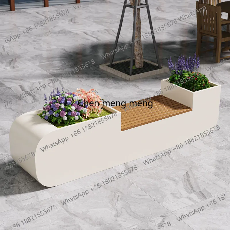 Outside the square, outdoor courtyard, park, balcony, rest and leisure area, bench, flower bed, bench, waterproof stool