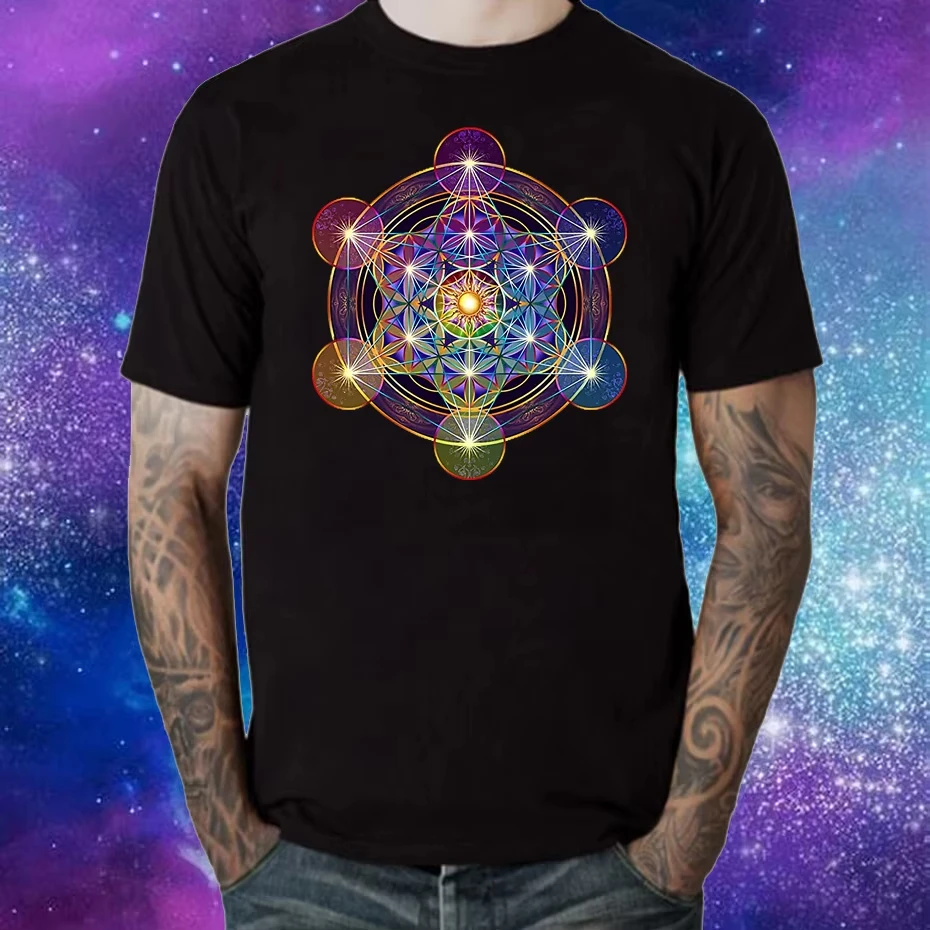 Carina Nebula Flower Of Life Men's T Shirts Sacred Geometry Magic Mandala Funny Tee Shirt Fitness T-Shirt Cotton tshirt Camisas