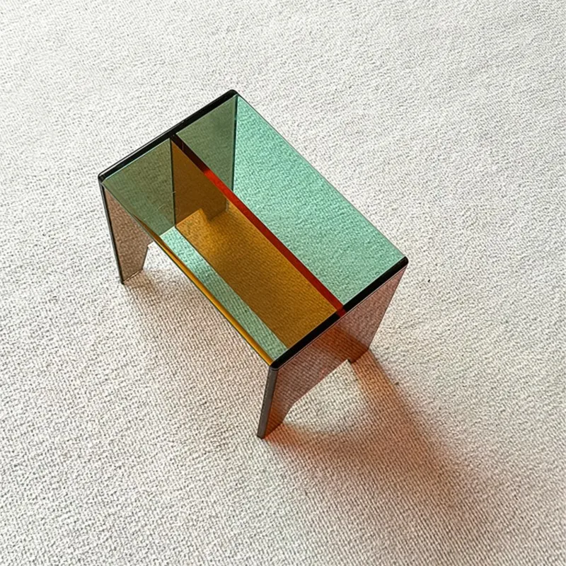 MOMO Designer Color-blocking Transparent Stool High-end Color Matching Shoe Changing Stool Acrylic Orange Shop Fashion Stool