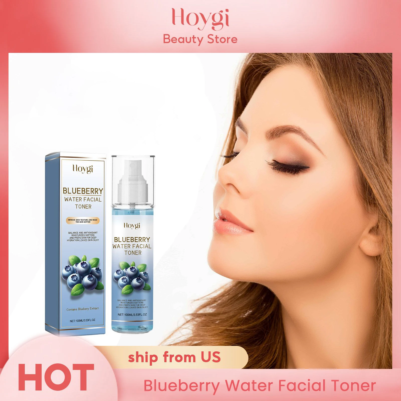 Hoygi Blueberry Moisturizing Toner Refreshing Non Greasy Reduce Pigment Dark Yellow and Acne Skin Moist Water Facial Toner