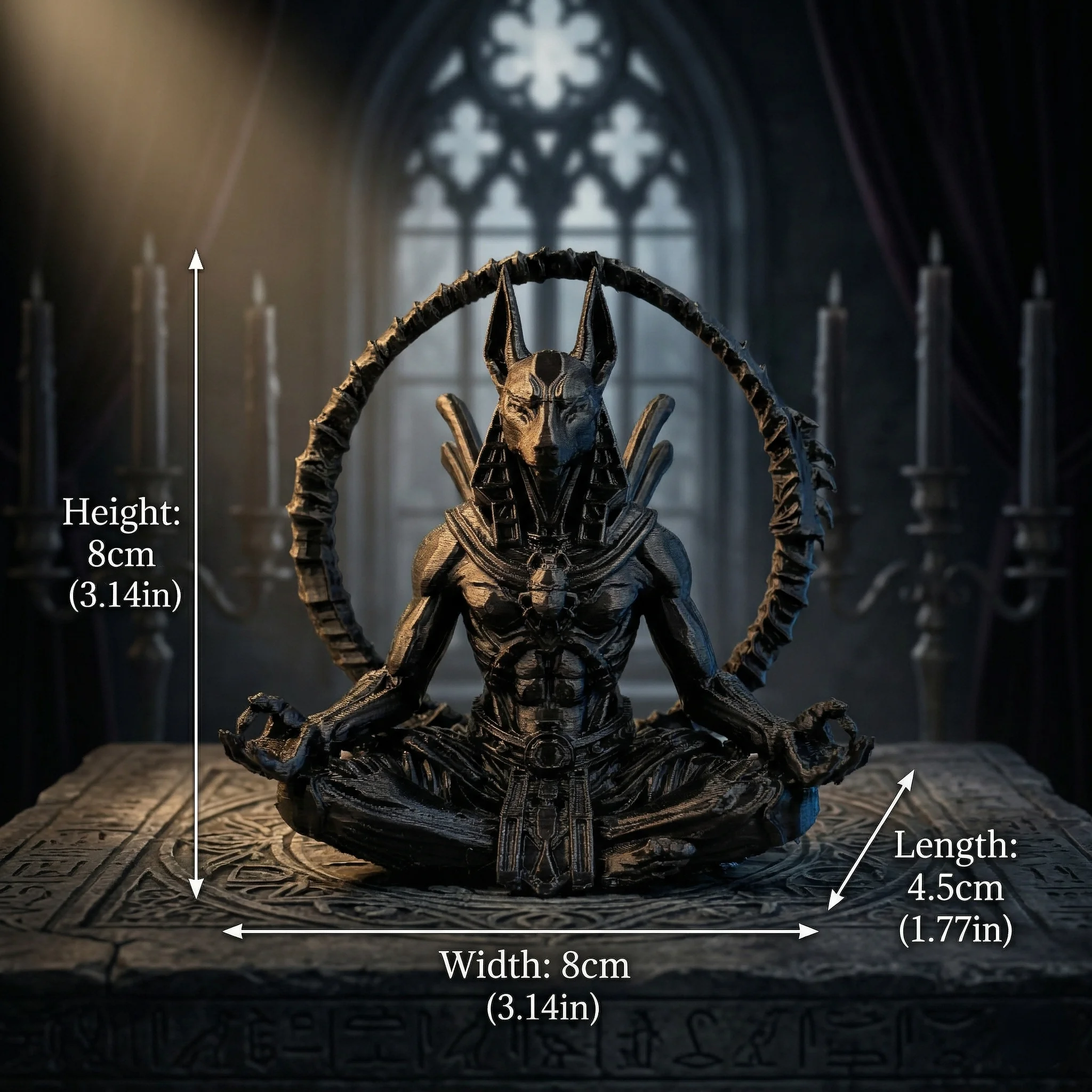 Anubis Meditation Ornament, Gothic Style, Collectible Figurine, Home Desk Decoration, Creative Sculpture