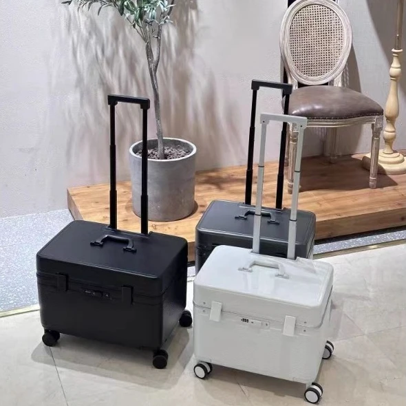 18 Inch Suitcases for Travel Woman Men Carry-On Luggage with Wheels Hard Shell Suitcases Top Opening Aluminum Frame Tsa Luggage