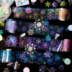 1 Roll Snowflake PET Laser Tape Wind Flower Series Korean Guka Light Vintage Handbook Sticker Die-cutting Scrapbook Decorations