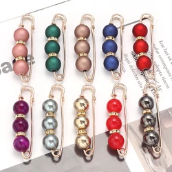 5pcs/Lot Imitation Pearl Rhinestone Brooches Waist Pin Safety Pin Brooch Sweater Cardigan Clip for DIY Jewelry Making Supplies