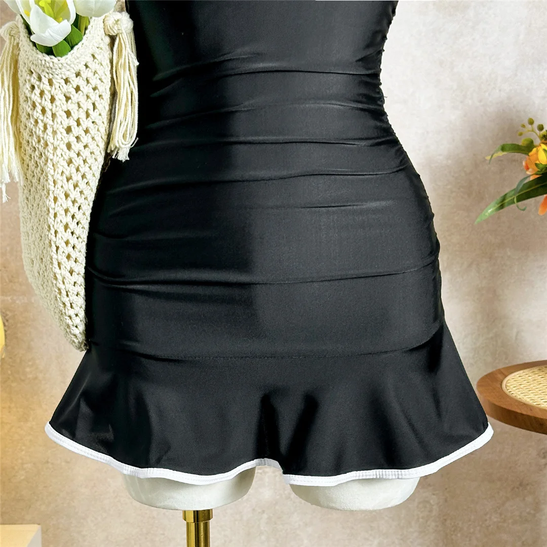 V-Ausschnitt, Neckholder, Rüschen, Damen-Badeanzug, einteiliger Badeanzug, rückenfreier Monokini, gepolsterter Badeanzug, Badebekleidung, Badeanzug V7809 – Detail 11