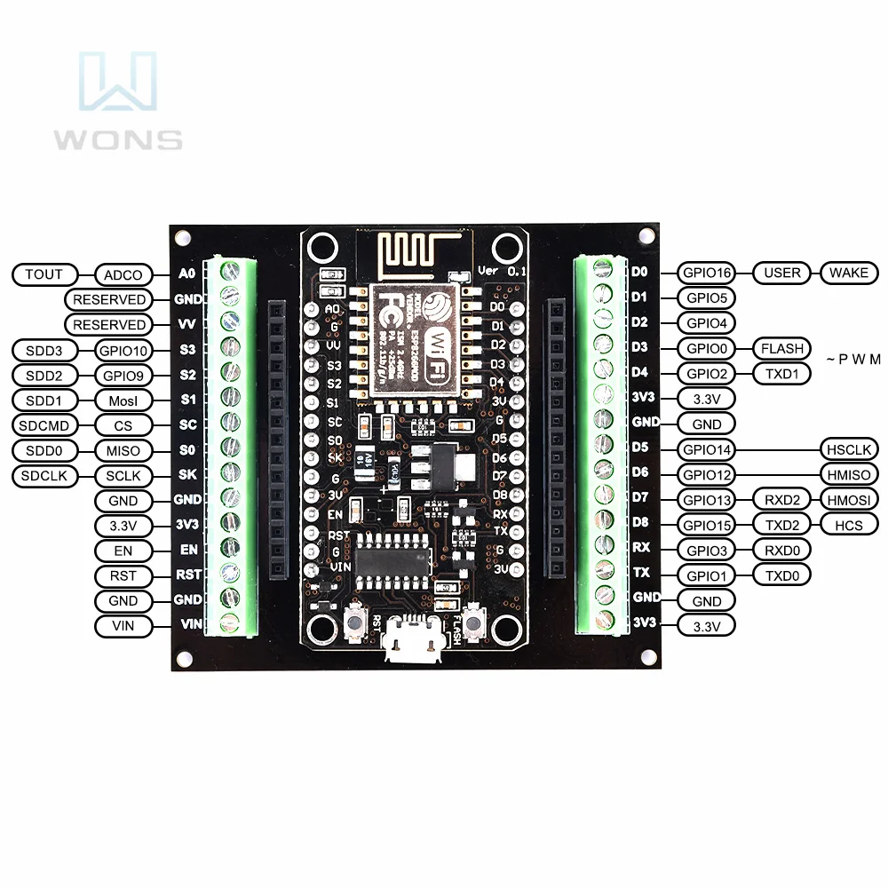 ESP8266 Erweiterungs-Breakout-Board, GPIO 1 auf 2, für ESP8266 ESP-12E Node MCU Entwicklungsboard zur Schaltungstestung – Detail 2