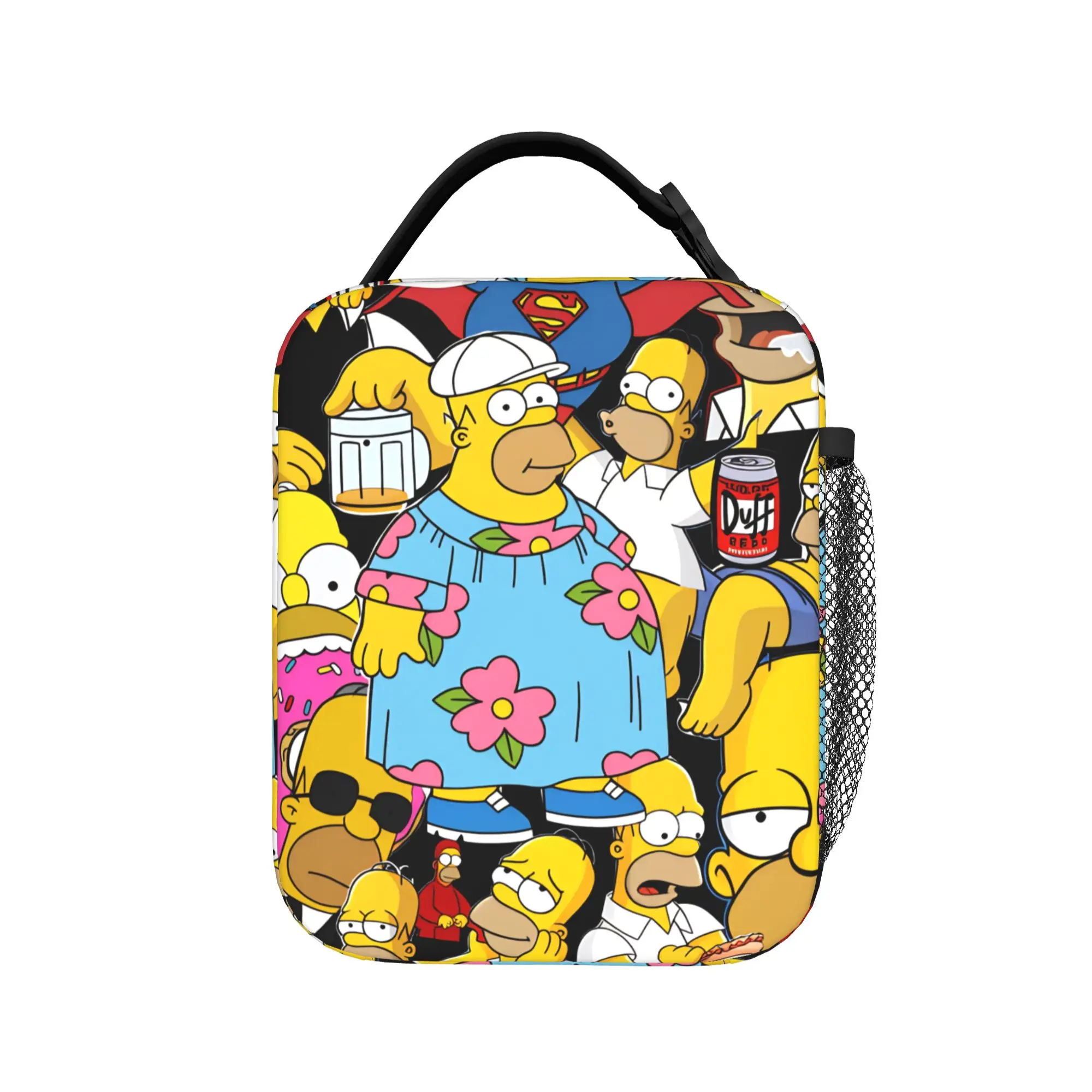 Funny S-Simpsons Homer Memes Lunch Bag Portable Insulated Lunch Box Child Travel Design Cooler Bag Cute Oxford Tote Handbags
