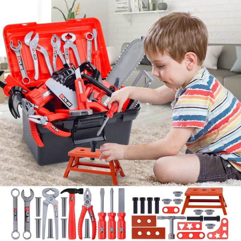 38PCS Pretend Tools Kit Kids Play Repair Tool Set Plastic Construction Toys with Screwdrivers for Toddler Boys Girls Child