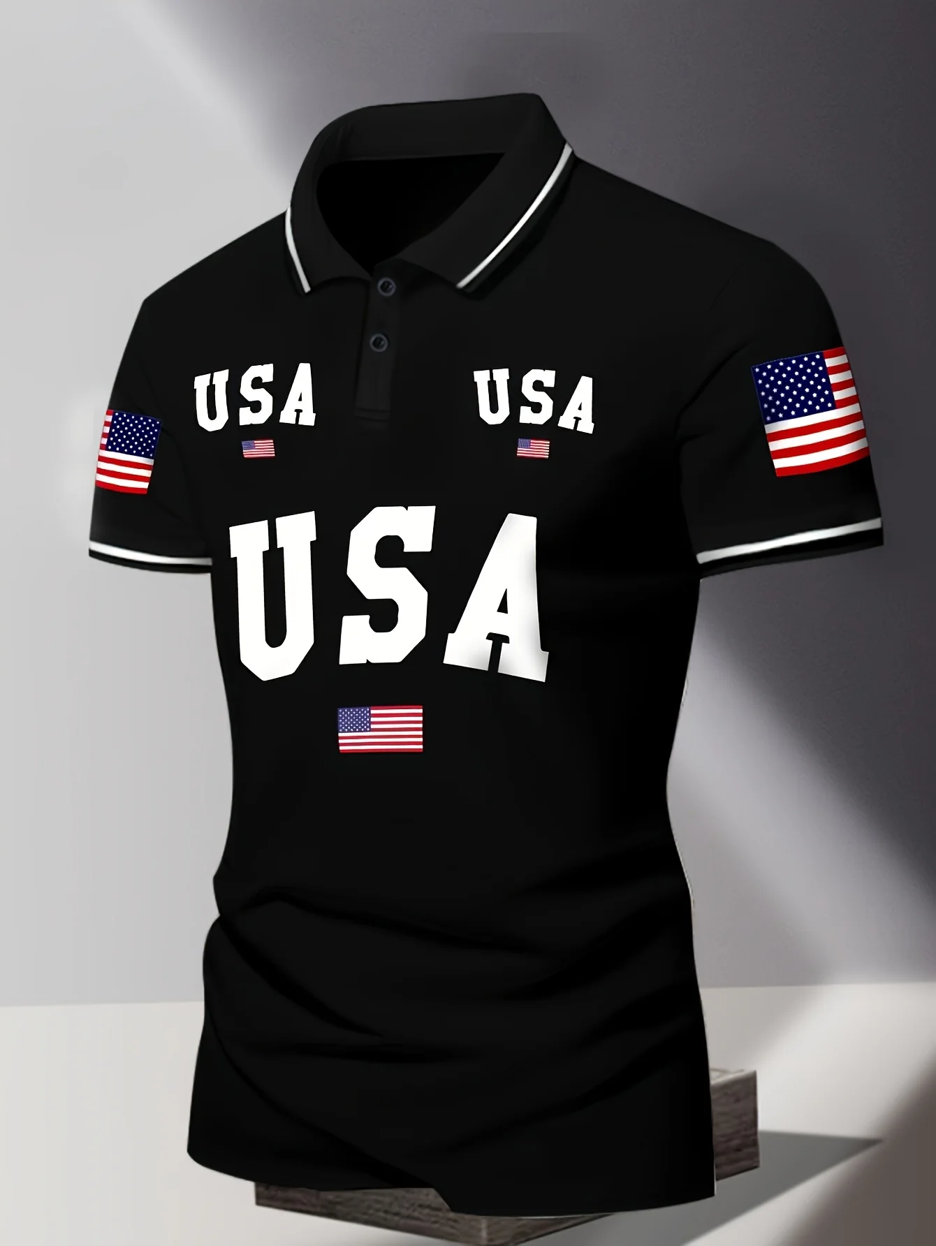 Sommerliches, atmungsaktives Herren-Poloshirt zum 250. Jahrestag des Unabhängigkeitstags, amerikanisches Herrenhemd, Kleidung mit amerikanischer Flagge bedrucktes Poloshirt-Oberteil – Detail 9
