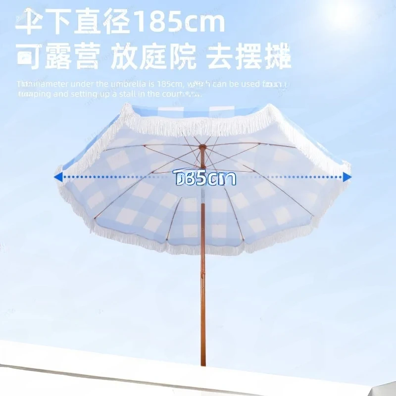 Seaside Resort Beach Courtyard Tassel Umbrella Pool Sun Protection Terrace Parasol