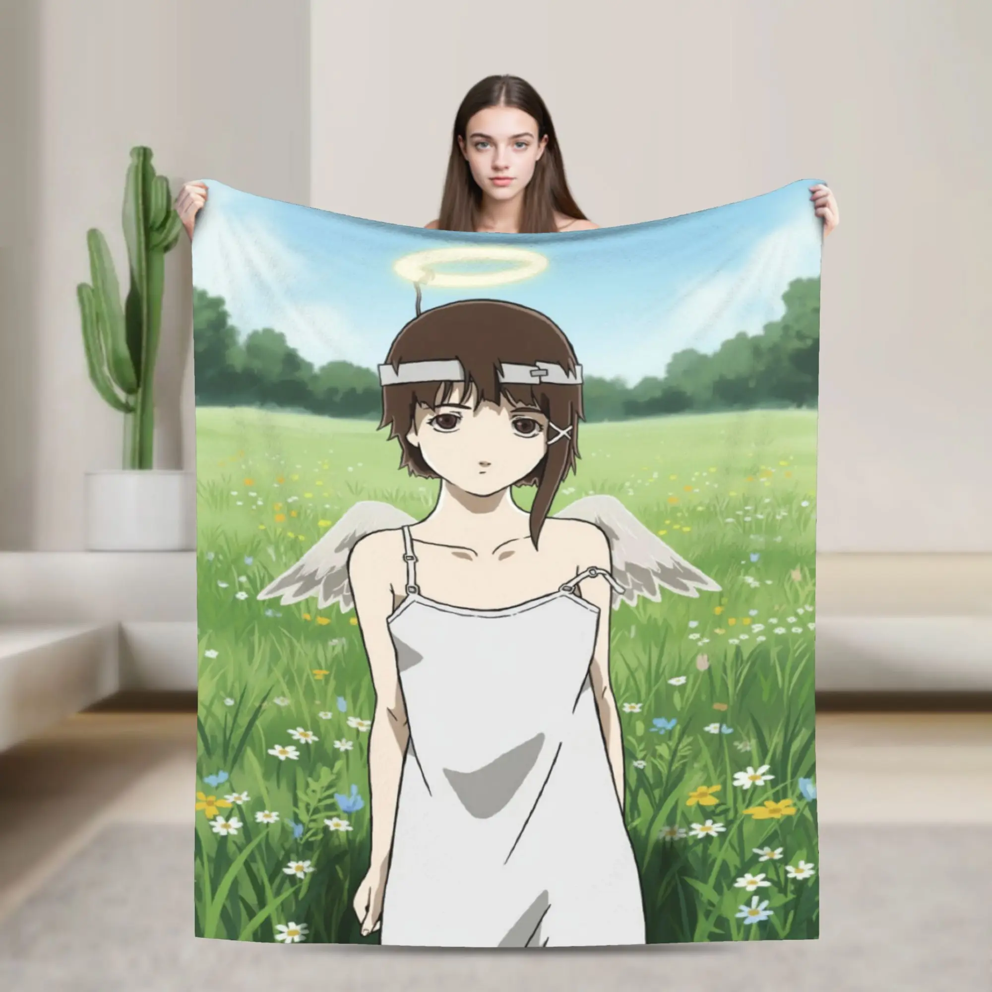 Anime Serial Experiments Lain Soft Warm Blanket  Kids Adult Plush Throw Blanket Pattern Living Room Flannel Bedspread Bed Cover