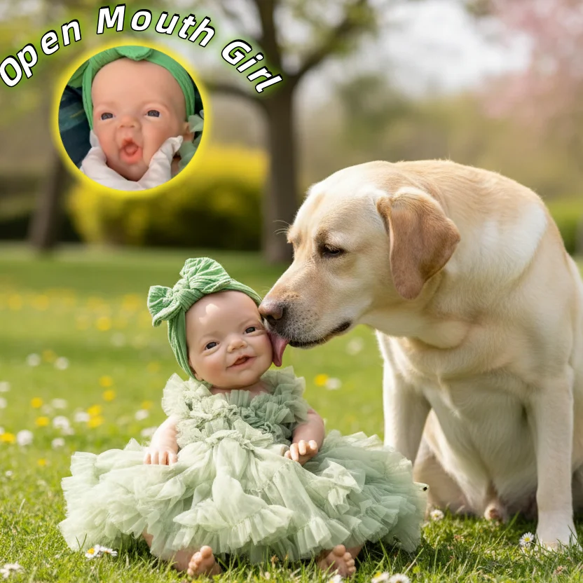 

18Inch Washable &Open Mouth Charlie Full Body Solid Silicone Reborn Toddler Girl Doll With 3D Painted Skin Bebe Reborn Girl Doll