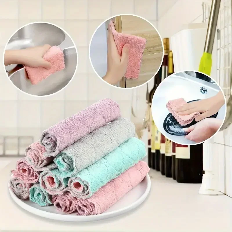 12pcs Super Absorbent Microfiber Kitchen Dish Cloth High-efficiency Tableware Household Cleaning Towel Kitchen Tools Gadgets