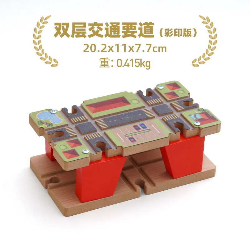 Wooden Train Track Racing Railway All Kinds of Bridge Track Accessories Fit for Biro Wood Tracks Toys for Children Gift