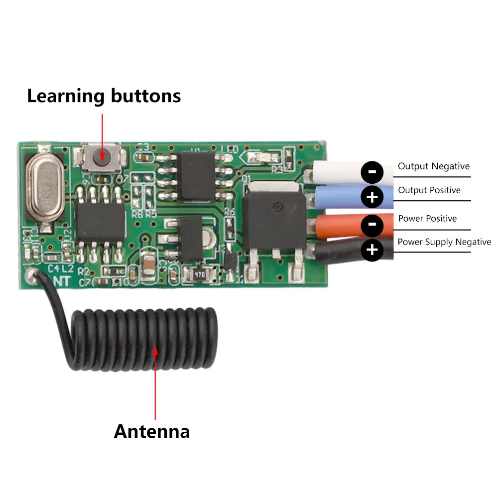 Universal 433Mhz Wireless Remote Control Switch DC 3.6V-24V 1CH RF Relay Receiver LED Light Controller DIY Kit