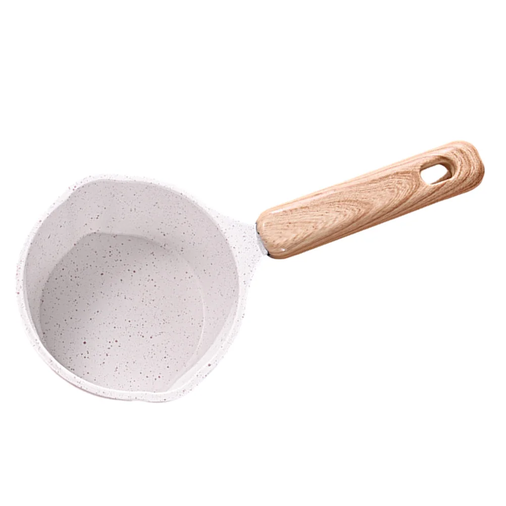 

Non Stick Pour Spout Saucepan White Mini Deep Kitchen Oil Boiling Pan Handle Home Cook Melting Pot Functional Style