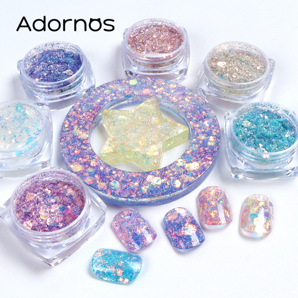 Iridescent Mermaid Sequins Silicone Mold Filler Aurora Glitter Powder Epoxy Resin Fillings Handmade DIY Jewelry Making Materials