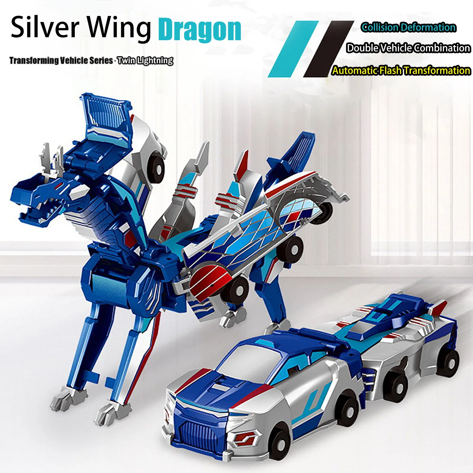 Ultimate Unicorn 2-in-1 Magnetic Car Toy, Transforming Robot for Kids, Inertial Sliding Racing Car, Impact Deformation DIY Toy