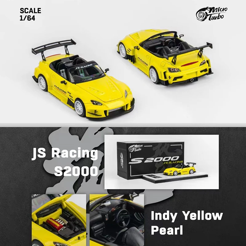 

Presale MT 1:64 S2000 S2K Time Attack AP1 J's Racing Metallic Yellow Diecast Diorama Car Model Toys MicroTurbo