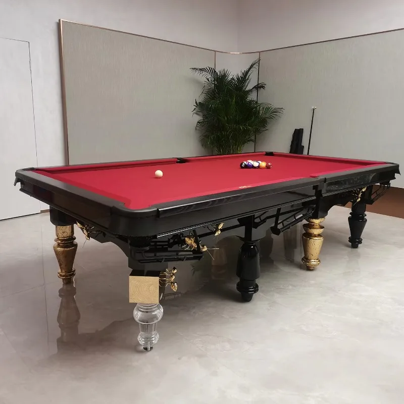 Luxury Solid Wood Billiard Table for Clubs, Large Apartments, and Villas; Standard Size Black Eight Billiard Table.