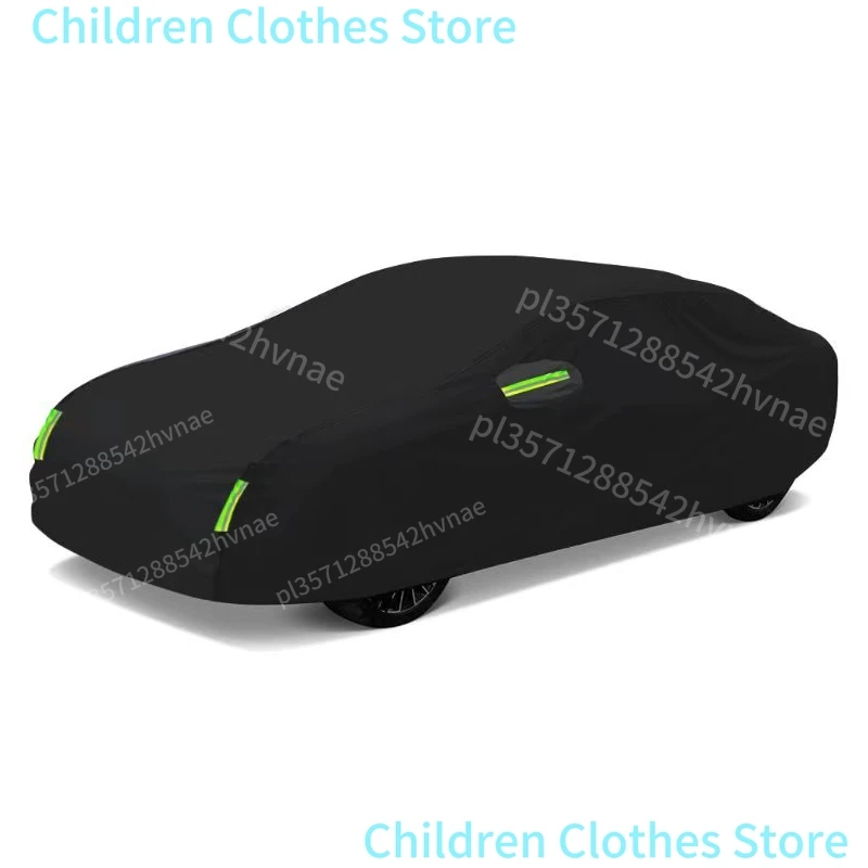 Housse de voiture extérieure complète noire, pare-soleil, Protection anti-poussière avec bandes réfléchissantes universelles pour berline Hatchback SUV