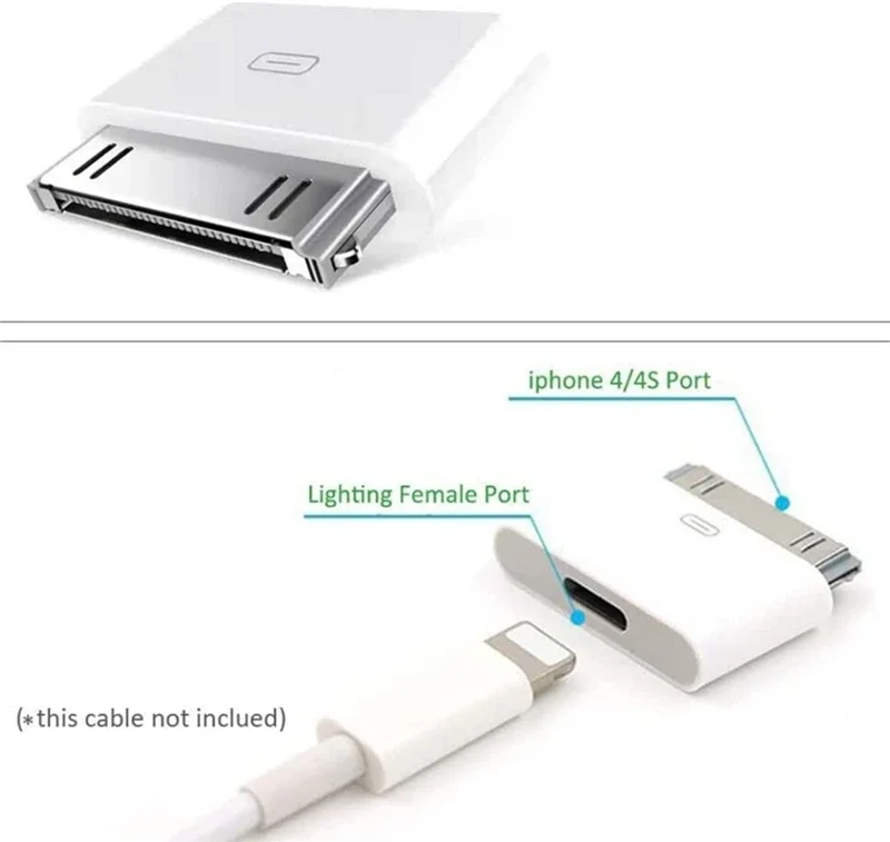 Lighting To 30Pin Adapter 8Pin Male To 30 Pin Female Charging Sync Converter for IPhone 4 4S IPad 2 3 IPod Touch Charger Cable