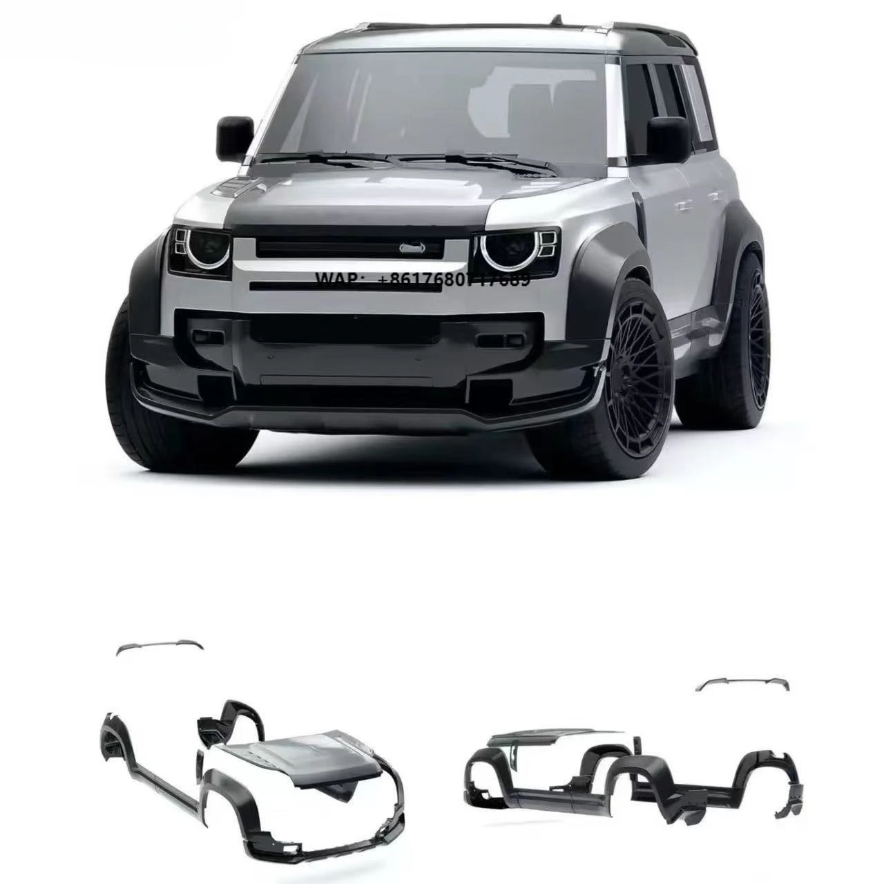 CTD Style Dry Carbon Fiber Wide Body Kit for  Defender 110 Front Lip Side Skirts Rear Diffuser Spoiler Hood