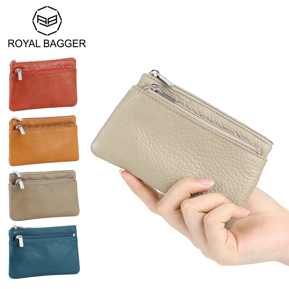 

Royal Bagger Keychain Coin Purses for Women, Genuine Leather Storage Bag, Zipper Small Wallet, Fashion Simple Clutch Purse 1712