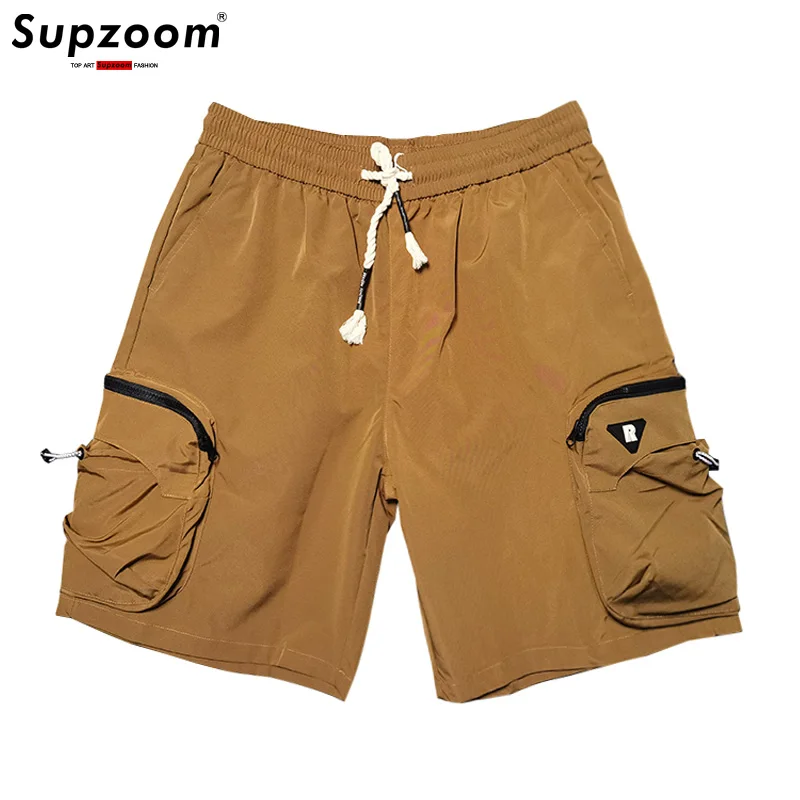 Supzoom New Arrival Top Fashion Summer Loose Casual Belt Design High Street Trendy Stitching Pocket Personalized Shorts Men