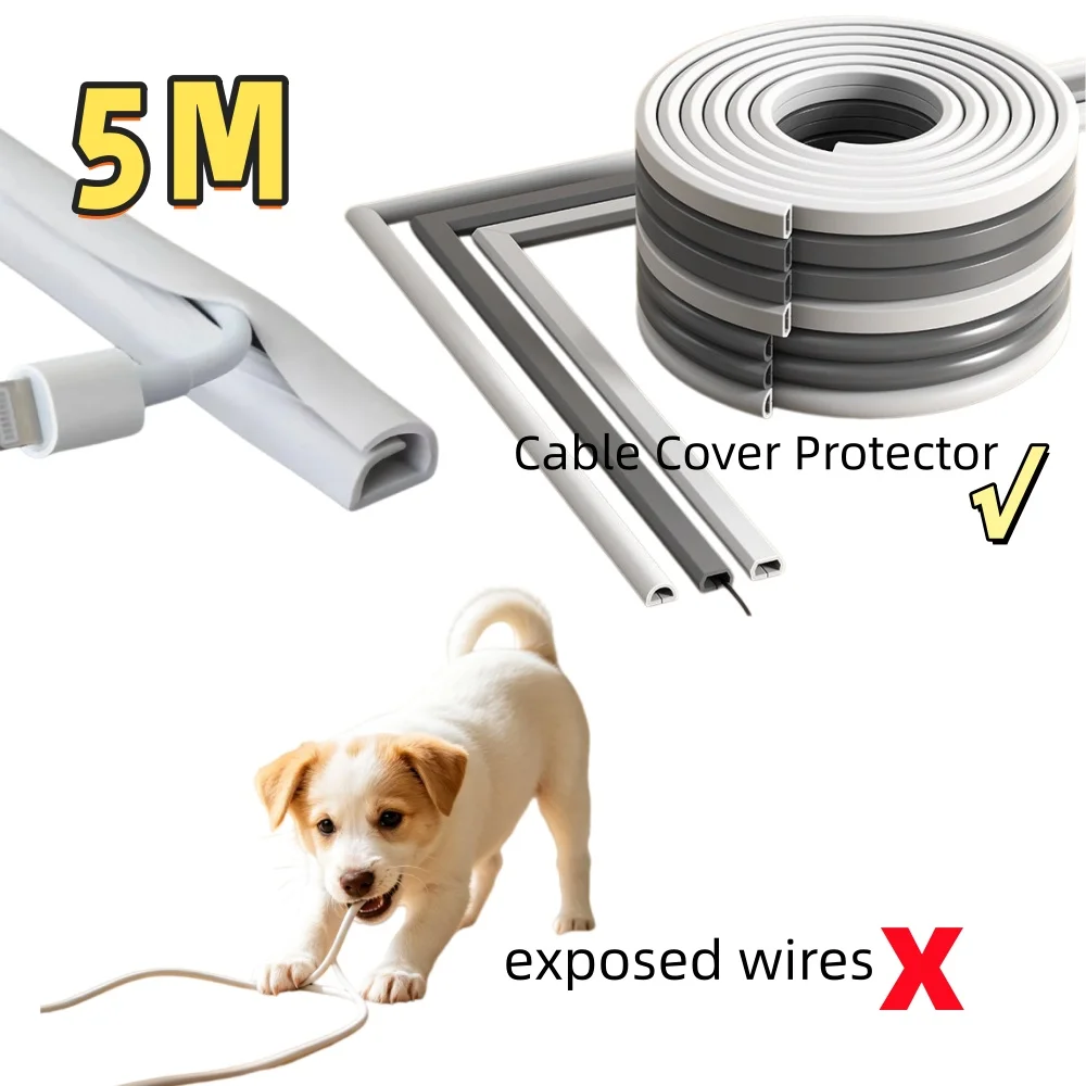 5/3/1M Self-Adhesive Cable Cover Protector PVC Wire Protection Strip Prevent Trip Wall And Floor Wire Organizer