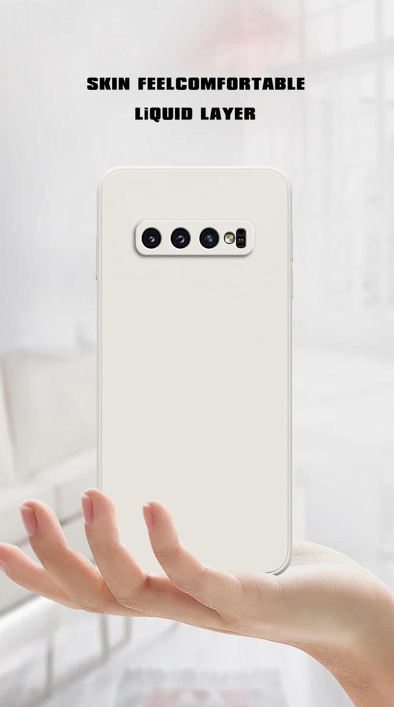 Original Square Liquid Silicone Case for Samsung Galaxy S8 S9 S10 Plus S10E Soft Candy Back Cover S8Plus S9Plus S10Plus E Fundas