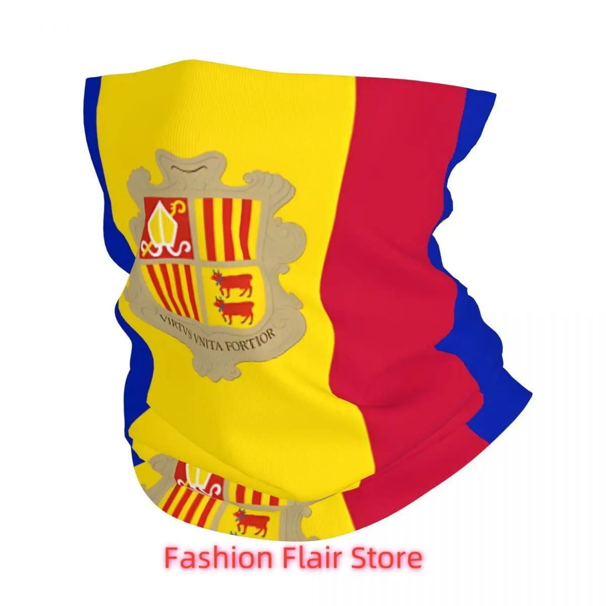 

The Flag Of Andorra Bandana Neck Cover Printed Wrap Scarf Multi-use Cycling Riding for Men Unisex Thin
