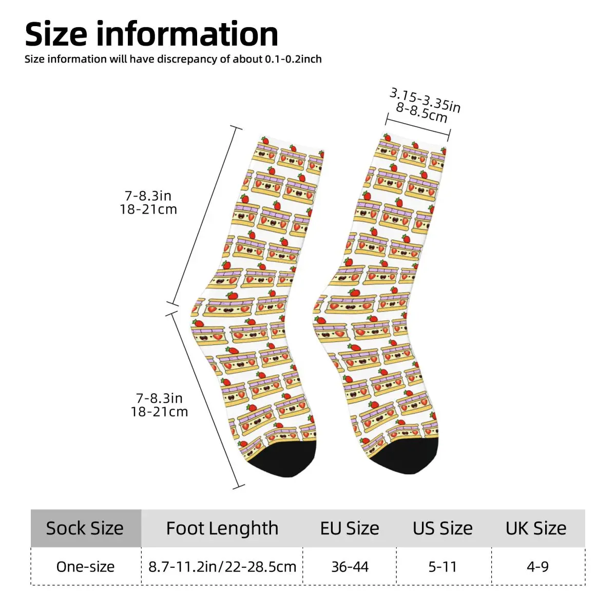 All Seasons Crew Stockings Strawberry Cake Chessecake Design Socks Funny Long Socks for Men Women Valentine's Day Gifts