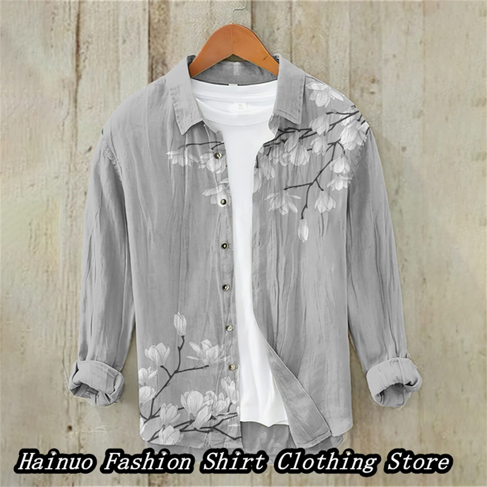 European and American popular men's shirts, summer leisure vacation, home shopping, retro linen shirts, 14 xs-6xl