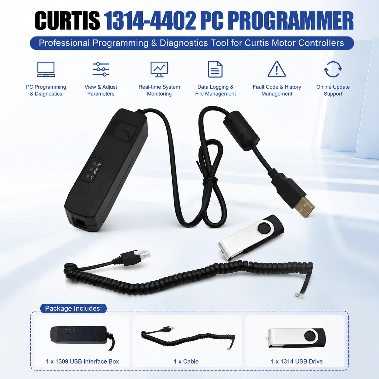 1314-4402 PC Programmer With 1309 USB Interface Box For For Curtis Controller Programming Station Diagnostic Tool Cable
