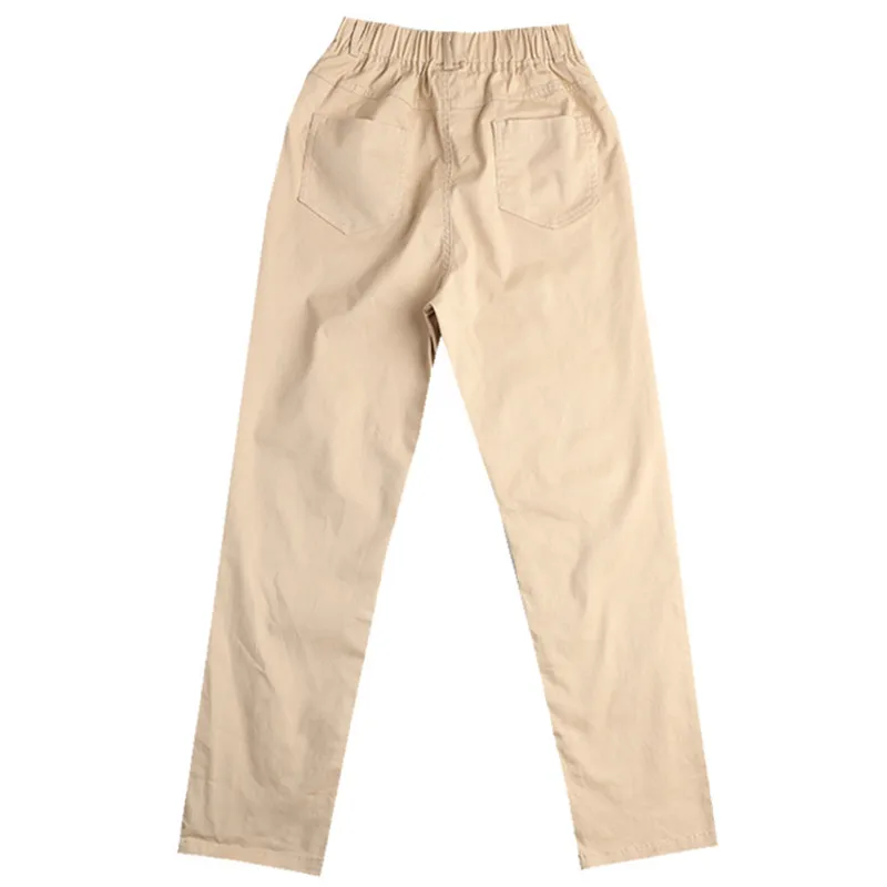 5-18T Boys Pants White Casual For 2023 Summer New Solid Straight Elastic Waist 100% Cotton Teens Trousers 120-180