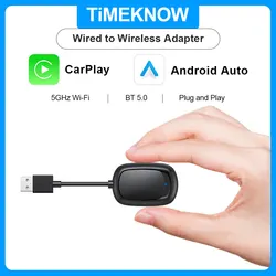 TIMEKNOW yeni kablosuz CarPlay Android oto adaptörü Toyota Mazda Nissan Camry Subaru Citroen Audi Kia Ford Opel Mercedes için