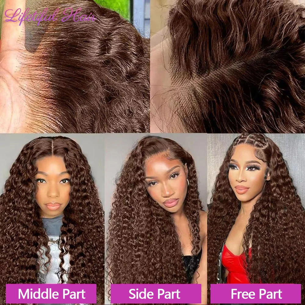 30 Inch Chocolate Brown Lace Front Wigs Human Hair Brazilian Water Wave Ginger Burgundy 13x6 HD Lace Frontal Human Hair Wig