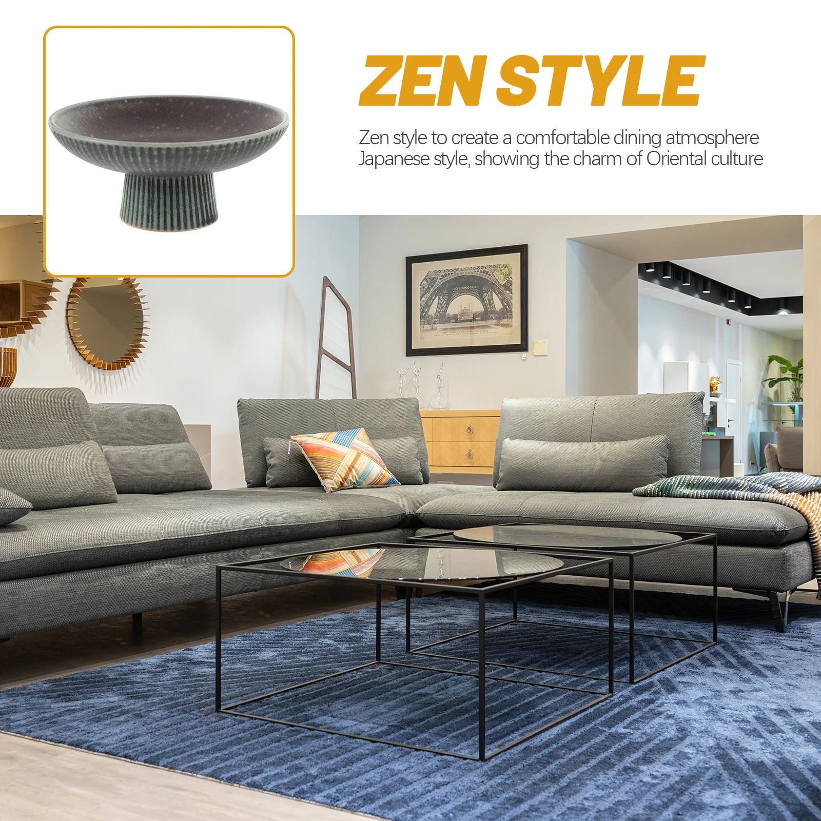 

Footed Fruit Bowl Ceramic Snack Tray Multi-Use Dessert Plate for Kitchen Counter Bar Centerpiece Serving Dish Ceramic Food Bowl