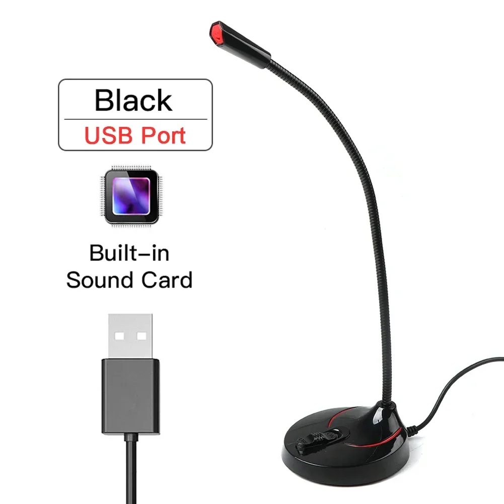 USB Desktop Microphone 3.5mm PC Computer Mic Adjustable Drive Free Studio Microphone Gaming Chatting Online Class USB Microfon