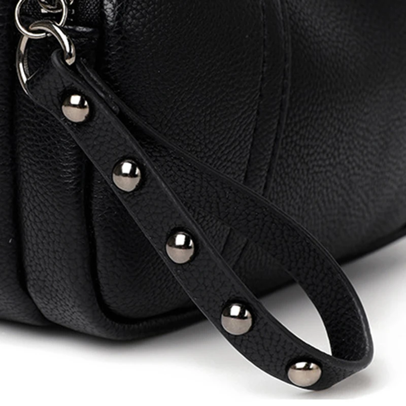 Einfarbige modische Niet Reiß verschluss Damen Handy tasche einfache weiche Leder Schulter Cross body kleine quadratische Tasche Handtasche – Detail 24