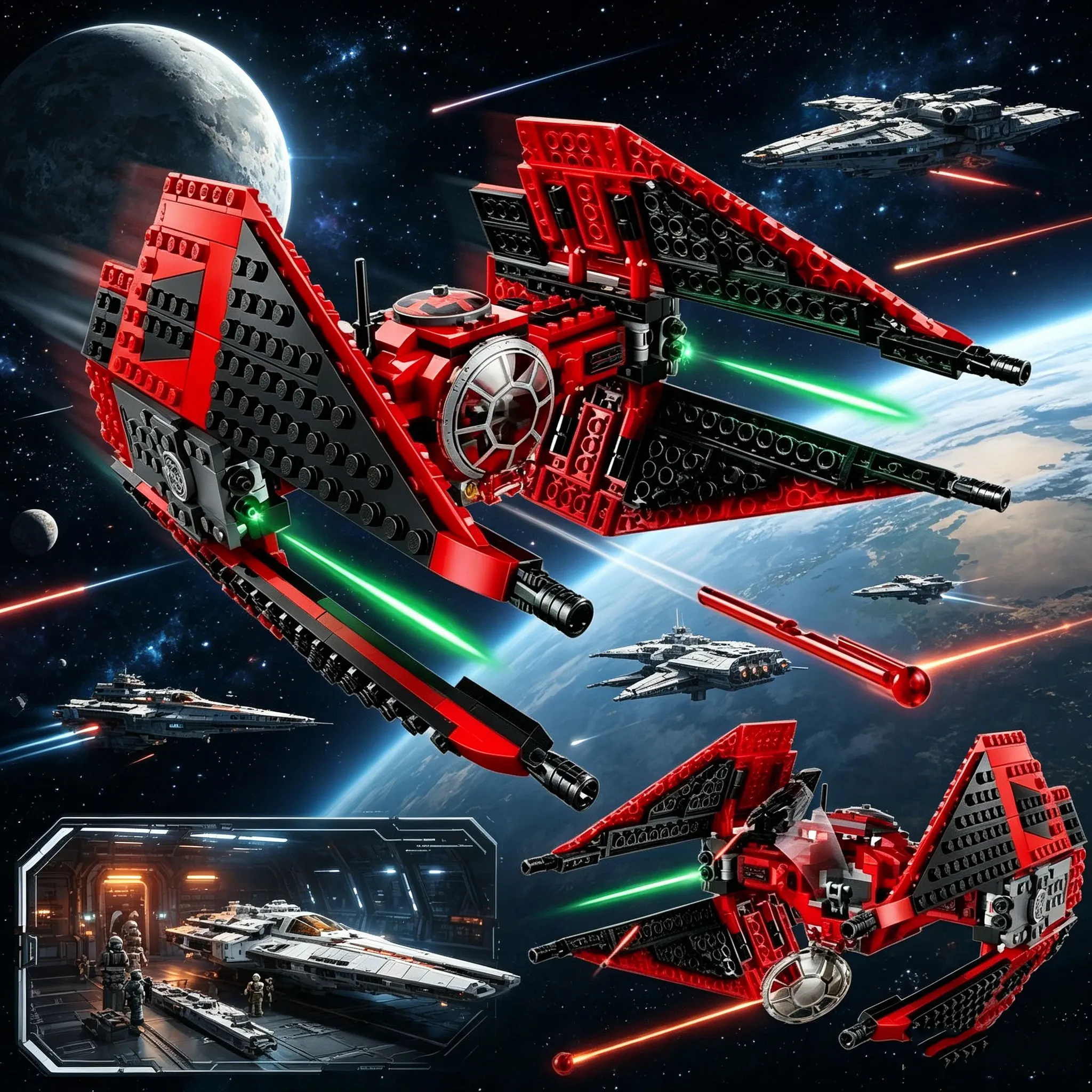 Image of 496-teiliger Technischer Bausatz für das TIE Fighter des Major Vonreg mit 4 Figuren, MOC-Bausteine, Spielzeug, Geschenke für erwachsene Fans