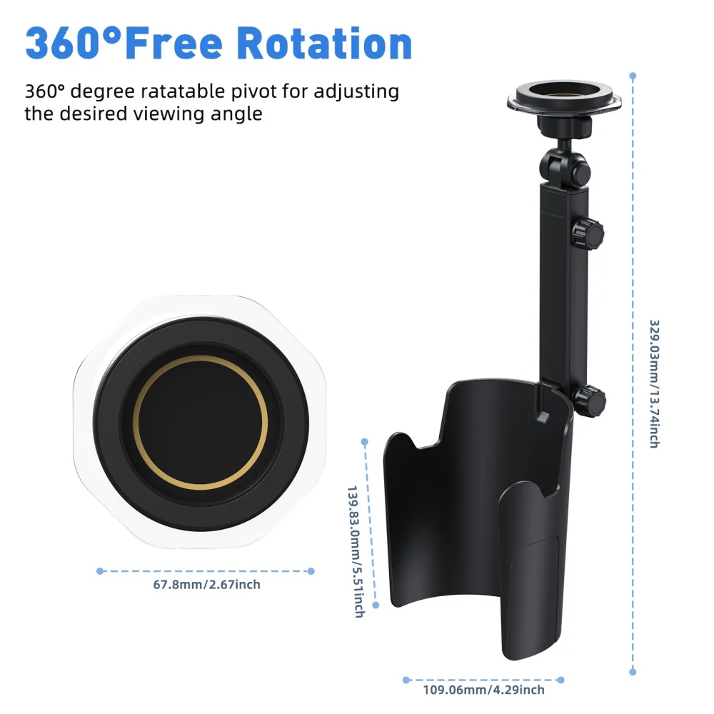 Universal 2 in 1 Magnetic Car Phone Holder  Cup Holder Support Function 2-in-1 Vertical Horizontal RotationVertical Car Bracket
