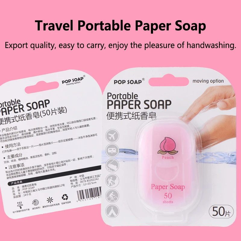 Portable Disposable Paper Soap for Hand Washing Soap Paper for Outdoor Travel Cleaning Quick-Dissolving Portable Plant Extract