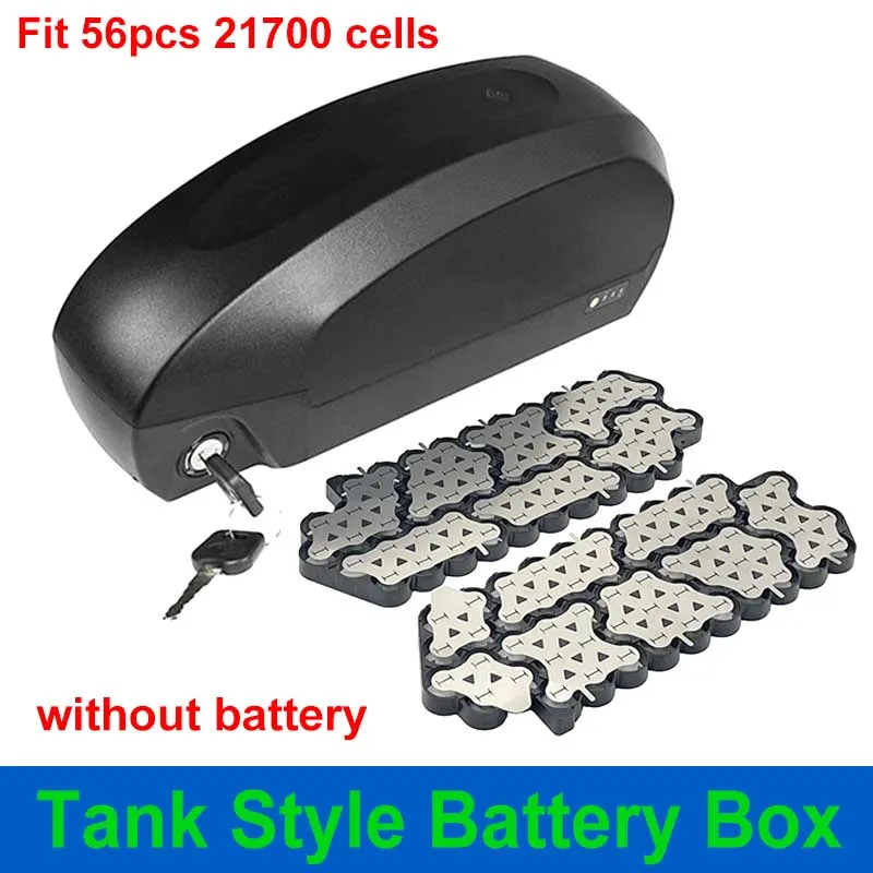 Tank Style Battery Box Zbiornik styl opakowanie na baterie pasuje 56 sztuk 21700 ogniw 36V 48V 52V przypadku taśmy z niklu 10S 13S 14S 35A BMS dla